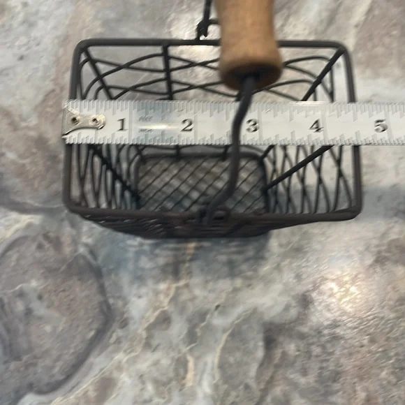 Wire baskets with wooden handle (set of 3) Rustic look - Picture 6 of 10